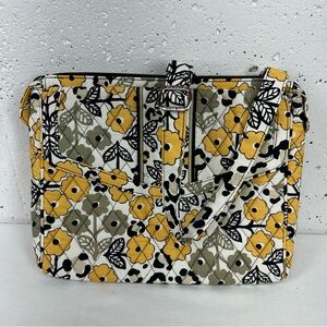 Vera Bradley Go Wild Yellow Tan Black Floral Tablet Hipster Crossbody Bag Purse